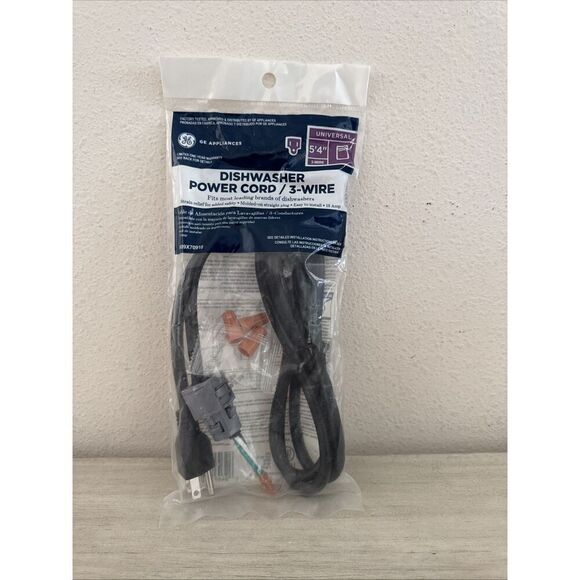 Dishwasher Power Cord GE WX09X70910 Universal 3-wire 5 ft 4 in w/ wire nuts - Picture 1 of 2